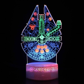 Millennium Falcon 3D lampe med RGB farver